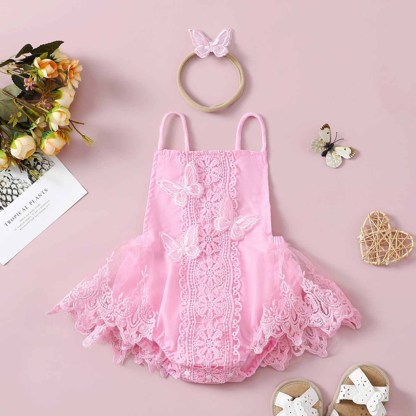 Robe de princesse avec fil de dentelle papillon pour filles